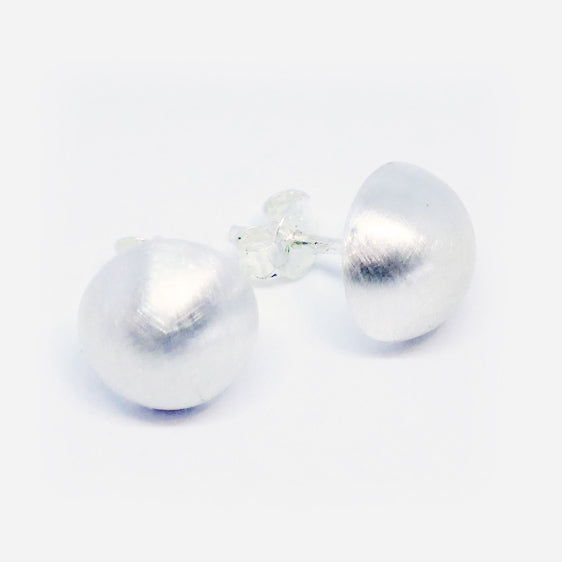 Sterling silver 10 mm half dome stud earrings (matt finish)