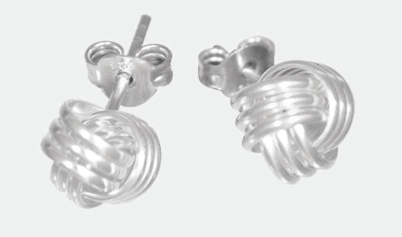Sterling Silver triple line knot stud earrings