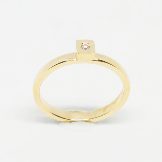 9ct gold and white diamond square stacker ring