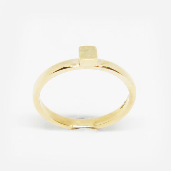 9ct gold textured square stacker ring