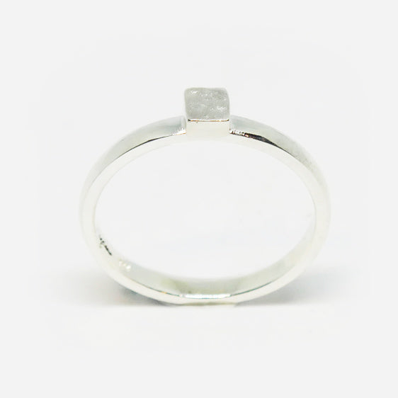 Sterling silver textured square stacker ring