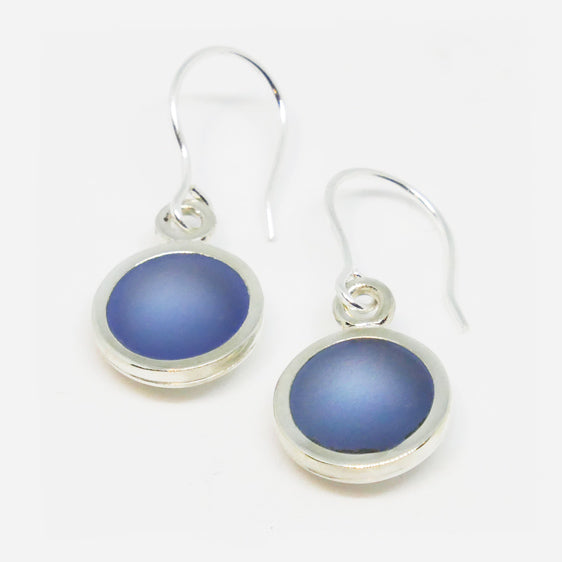 Sterling Silver resin drop earrings (pictured light blue ink) Choose your colour