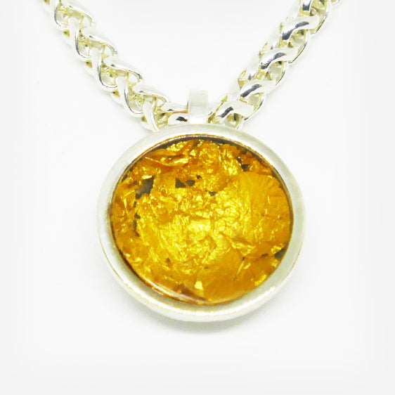 Sterling Silver & 24ct gold leaf pendant with clear resin (Chain sold separately)