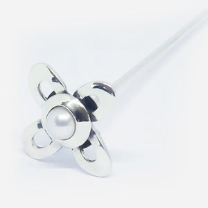 'Judy' stg silver & pearl flower stick