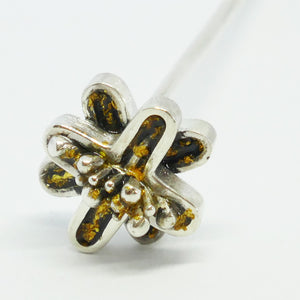 "Joss" oxidised sterling silver and 24ct gold leaf flower stem