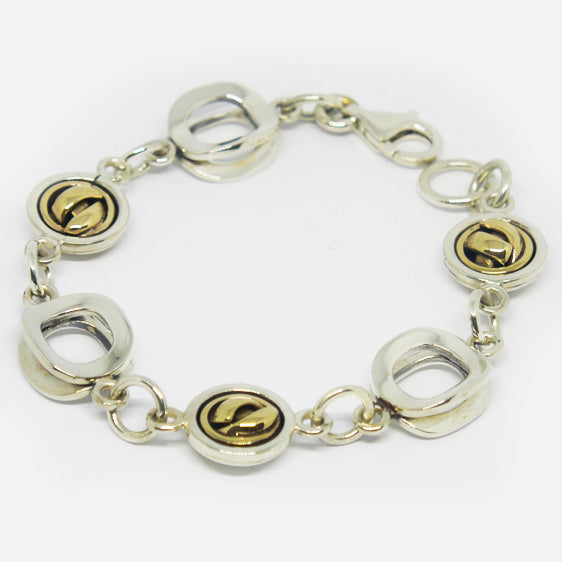 Sterling silver and 9ct gold bracelet