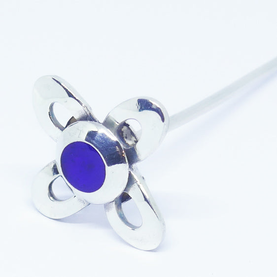 'Judy' Stem Sterling Silver and Blue resin