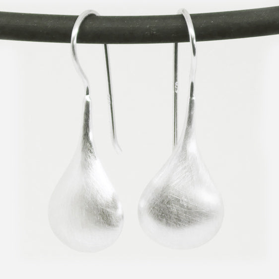 Sterling silver matt finish teardrop earrings