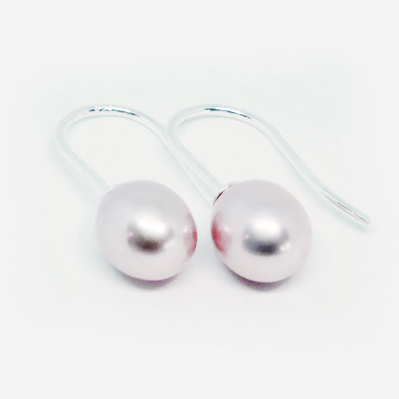Sterling silver natural pink pearl drop earrings
