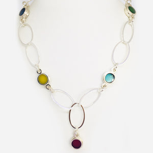 'Summer'  large sterling silver and resin oval link necklace