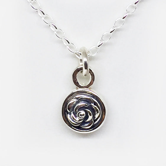 Oxidised Sterling silver double side rose pendant (chain sold separately)