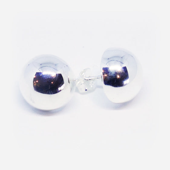 Sterling silver 12 mm half dome studs (polished finish)