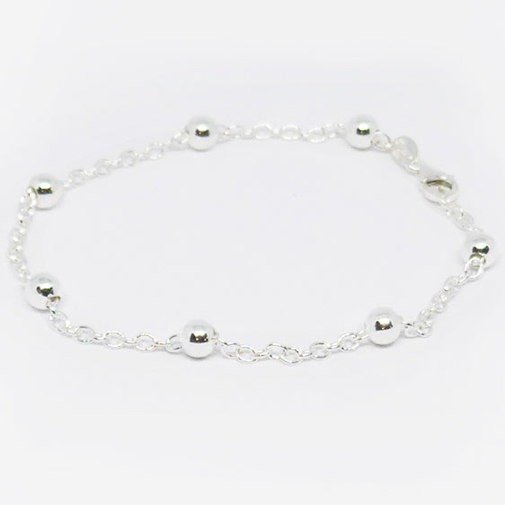 Bracelet with intermittently spaced 5 mm balls Sterling silver