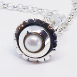"Kate" sterling silver & pearl medium curly pendant ( Chain sold separately )