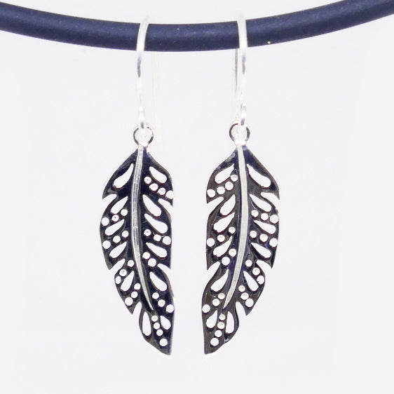 Sterling Silver leaf drop earrings