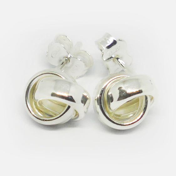 Sterling silver double ring 'knot style' stud earrings