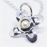 "Judy" sterling silver and pearl medium curly  pendant ( chain sold separately )