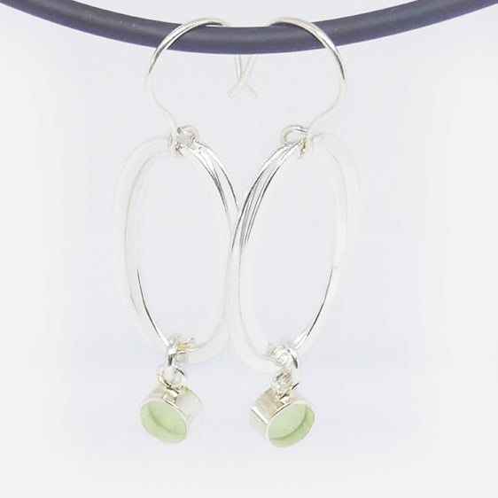 Green Ice resin double oval link drop earrings