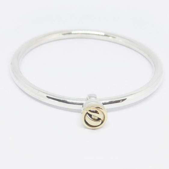 Sterling silver bangle with 9ct gold & sterling slider