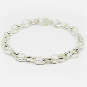 6 mm sterling silver oval belcher link bracelet