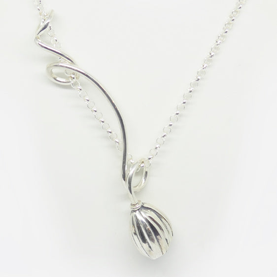 'Emily' Stg silver long length curly pendant (Chain sold separately)
