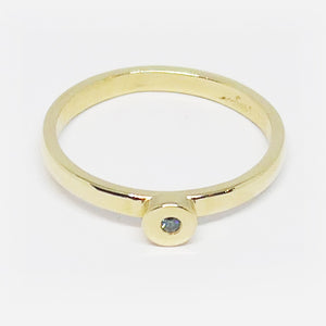 9ct Yellow gold Blue diamond stacker ring