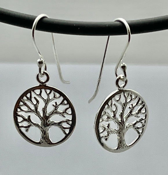 Sterling silver tree of life drop earrings