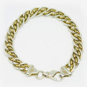 Sterling Silver and 9ct gold double curb link bracelet
